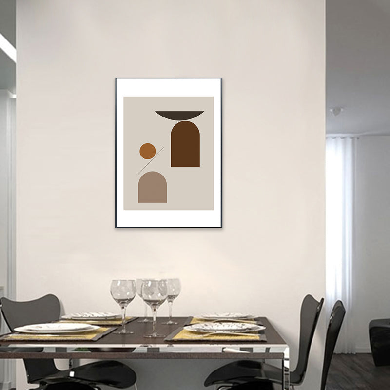 Nordic Geometric Pattern Painting Pastel Color Kitchen Backsplash Wall Art Print Brown Clearhalo 'Arts' 'Canvas Art' 1709233