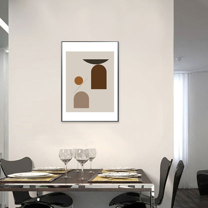 Nordic Geometric Pattern Painting Pastel Color Kitchen Backsplash Wall Art Print Brown Clearhalo 'Arts' 'Canvas Art' 1709233