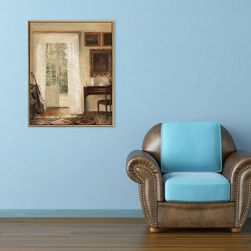 Brown Window Scenery Art Print Rustic Textured Wrapped Canvas for Dining Room (Multiple Size Options) Brown Design 2 Clearhalo 'Arts' 'Canvas Art' 1709244