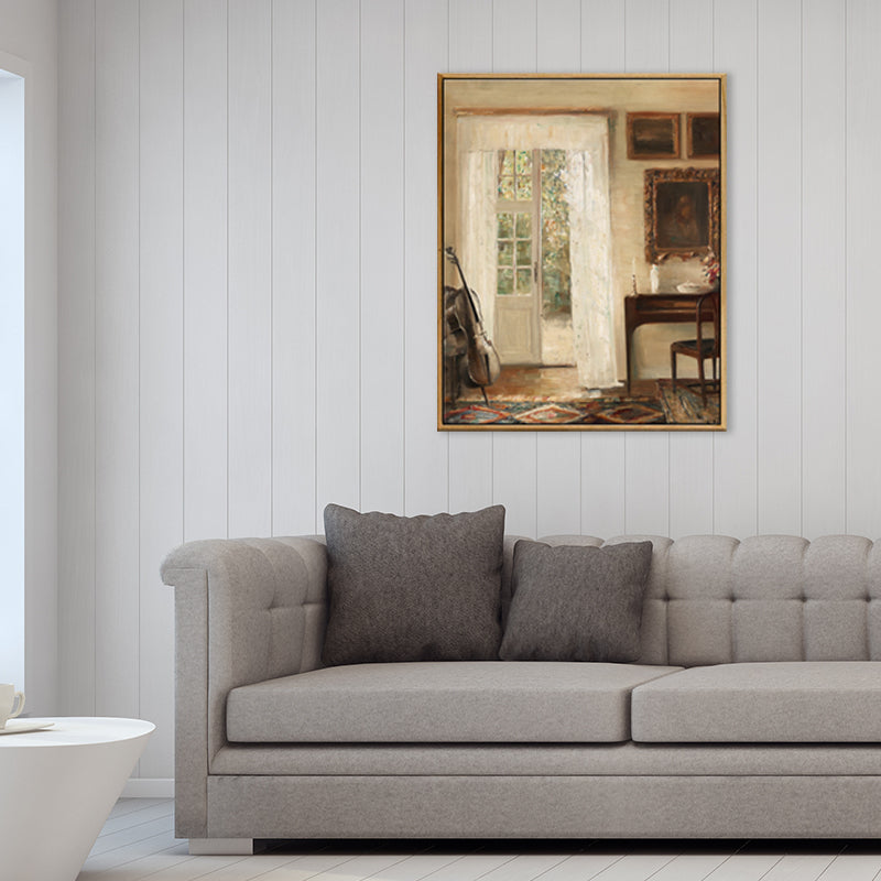 Brown Window Scenery Art Print Rustic Textured Wrapped Canvas for Dining Room (Multiple Size Options) Clearhalo 'Arts' 'Canvas Art' 1709246