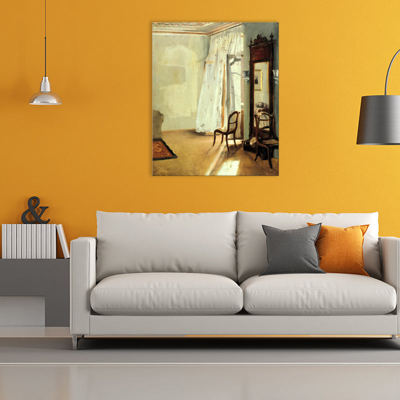 Brown Window Scenery Art Print Rustic Textured Wrapped Canvas for Dining Room (Multiple Size Options) Brown Design 1 Clearhalo 'Arts' 'Canvas Art' 1709248