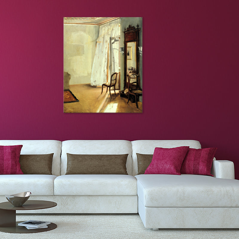 Brown Window Scenery Art Print Rustic Textured Wrapped Canvas for Dining Room (Multiple Size Options) Clearhalo 'Arts' 'Canvas Art' 1709249