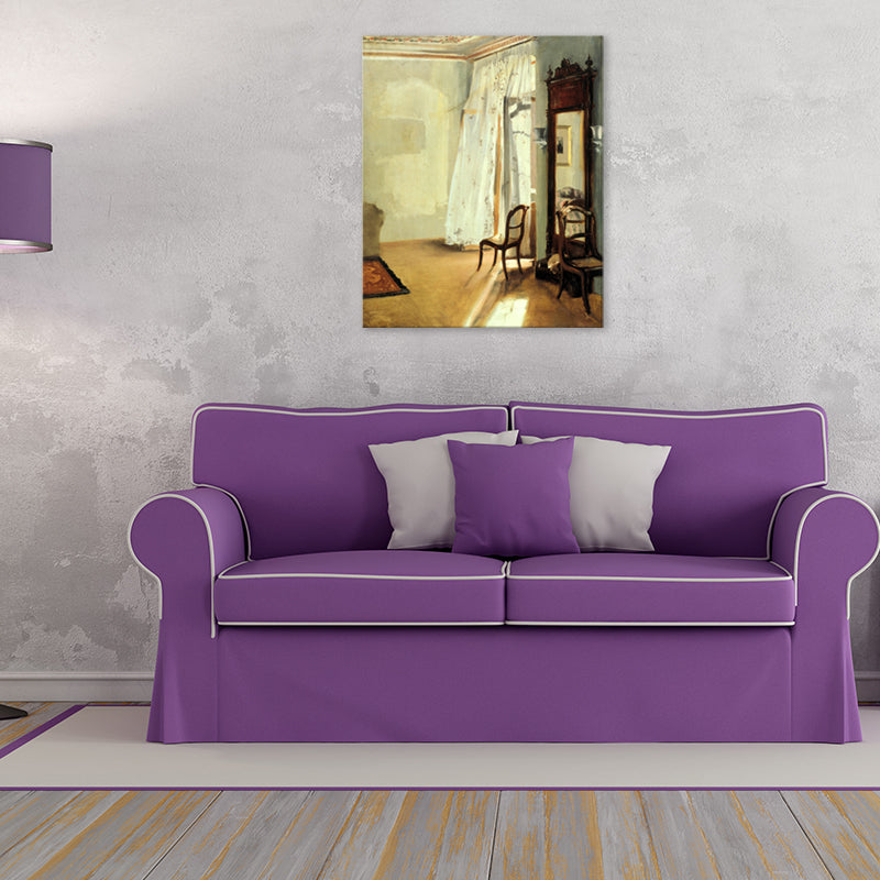 Brown Window Scenery Art Print Rustic Textured Wrapped Canvas for Dining Room (Multiple Size Options) Clearhalo 'Arts' 'Canvas Art' 1709250