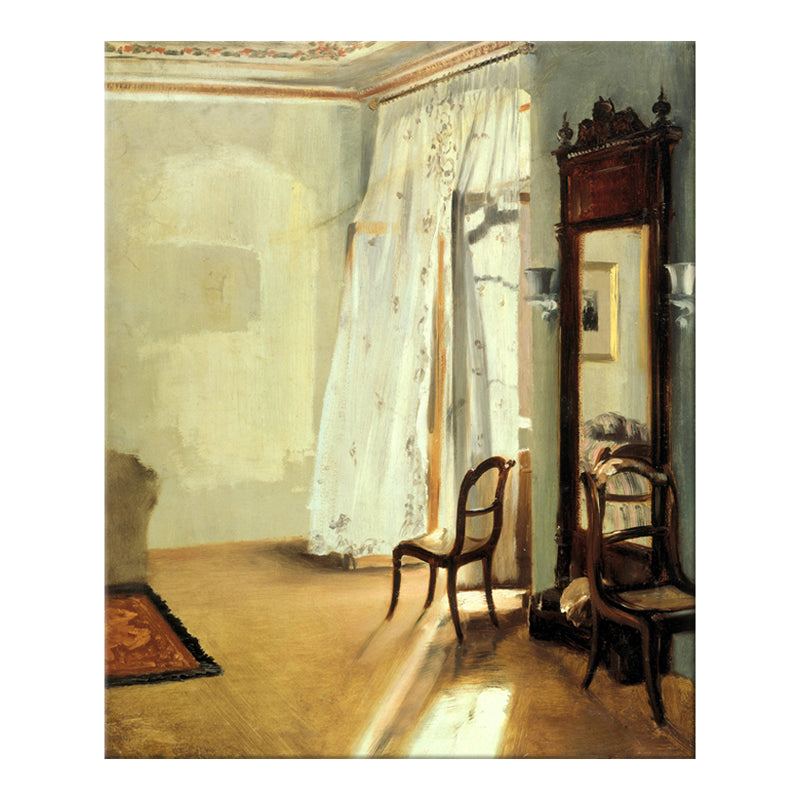 Brown Window Scenery Art Print Rustic Textured Wrapped Canvas for Dining Room (Multiple Size Options) Clearhalo 'Arts' 'Canvas Art' 1709251