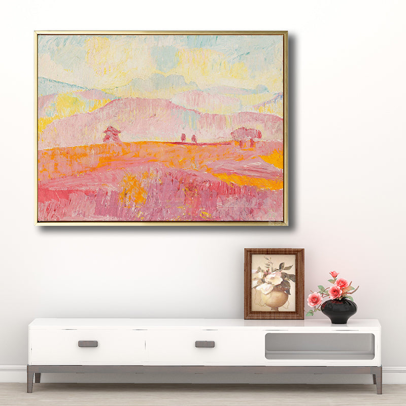 Rustic Pastoral Scenery Wall Decor Living Room Canvas Art in Pink, Multiple Size Options Clearhalo 'Art Gallery' 'Canvas Art' 'Country Art Gallery' 'French Country' 'Rustic' Arts' 1709253