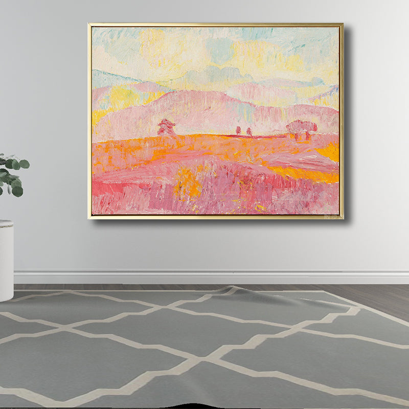 Rustic Pastoral Scenery Wall Decor Living Room Canvas Art in Pink, Multiple Size Options Clearhalo 'Art Gallery' 'Canvas Art' 'Country Art Gallery' 'French Country' 'Rustic' Arts' 1709254