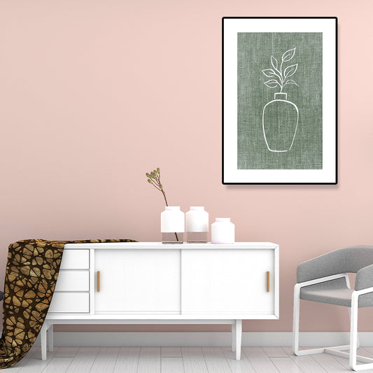 Minimalism Botanical and Vase Painting Green Girls Bedroom Wall Art, Multiple Sizes Green Design 2 Clearhalo 'Art Gallery' 'Canvas Art' 'Contemporary Art Gallery' 'Contemporary Art' 'Minimalism' 'Minimalist Art Gallery' 'Scandinavian' Arts' 1709266