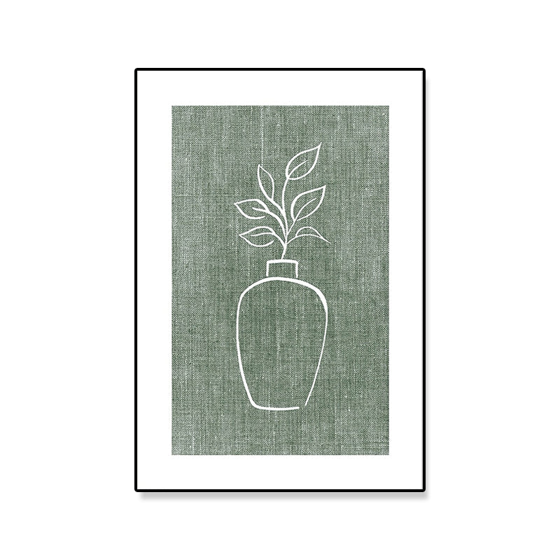 Minimalism Botanical and Vase Painting Green Girls Bedroom Wall Art, Multiple Sizes Clearhalo 'Art Gallery' 'Canvas Art' 'Contemporary Art Gallery' 'Contemporary Art' 'Minimalism' 'Minimalist Art Gallery' 'Scandinavian' Arts' 1709269