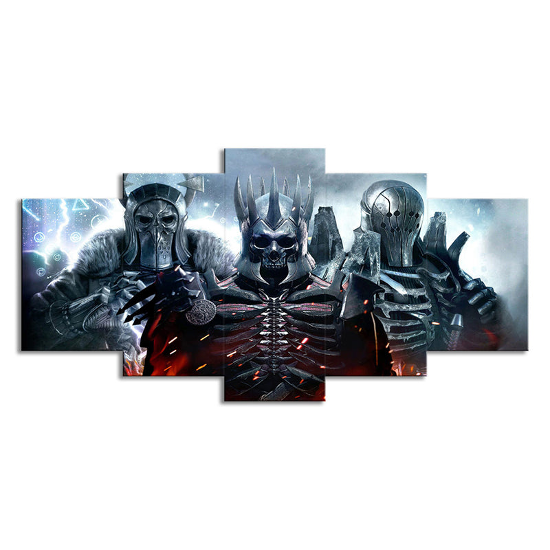 Kids Fictional Skull Troopers Canvas Blue Multi-Piece Wall Art Print for Teens Room Clearhalo 'Art Gallery' 'Canvas Art' 'Kids' Arts' 1709273