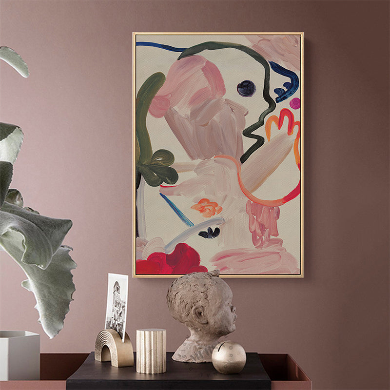 Pink Abstract Pattern Wall Decor Cartoon Textured Canvas Print for Living Room, Multiple Size Options Pink Clearhalo 'Art Gallery' 'Canvas Art' 'Kids' Arts' 1709277