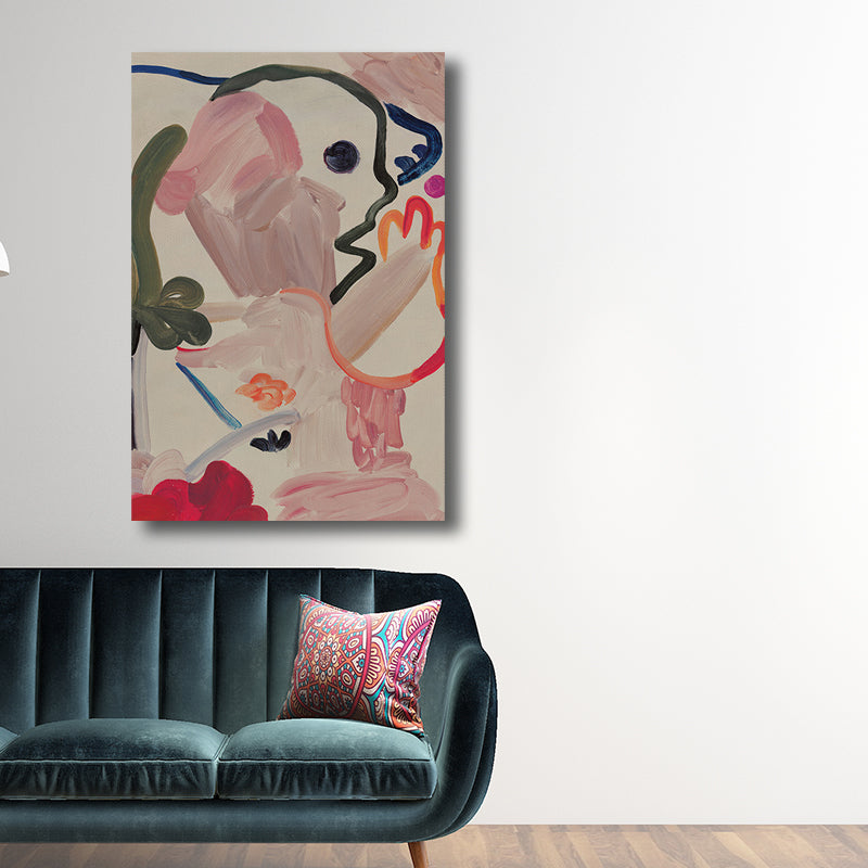 Pink Abstract Pattern Wall Decor Cartoon Textured Canvas Print for Living Room, Multiple Size Options Clearhalo 'Art Gallery' 'Canvas Art' 'Kids' Arts' 1709279