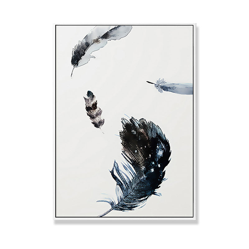 Hovering Bird Feathers Wall Decor Contemporary Style Canvas Textured Painting in Blue Clearhalo 'Art Gallery' 'Canvas Art' 'Contemporary Art Gallery' 'Modern' Arts' 1709294