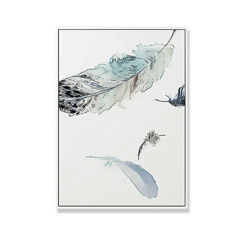 Hovering Bird Feathers Wall Decor Contemporary Style Canvas Textured Painting in Blue Clearhalo 'Art Gallery' 'Canvas Art' 'Contemporary Art Gallery' 'Modern' Arts' 1709298