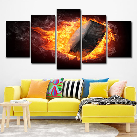 Flame Musical Wall Art Modern Canvas Wall Decor in Black-Yellow, Multi-Piece Black Clearhalo 'Art Gallery' 'Canvas Art' 'Contemporary Art Gallery' 'Modern' Arts' 1709299