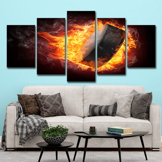 Flame Musical Wall Art Modern Canvas Wall Decor in Black-Yellow, Multi-Piece Clearhalo 'Art Gallery' 'Canvas Art' 'Contemporary Art Gallery' 'Modern' Arts' 1709300