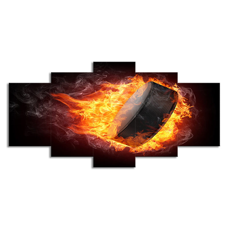 Flame Musical Wall Art Modern Canvas Wall Decor in Black-Yellow, Multi-Piece Clearhalo 'Art Gallery' 'Canvas Art' 'Contemporary Art Gallery' 'Modern' Arts' 1709302