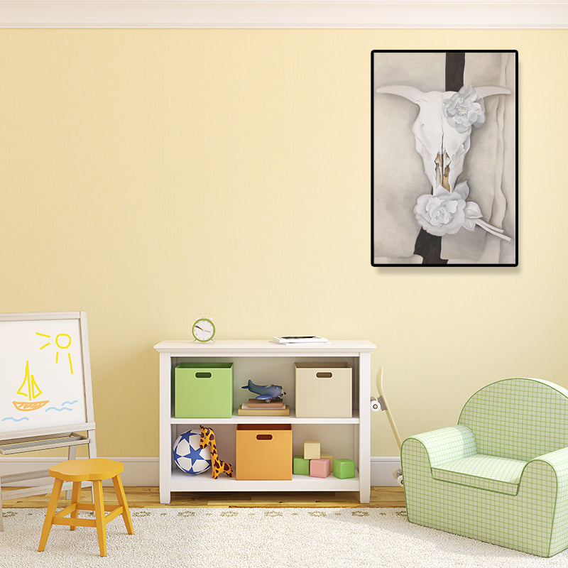 White Flower Art Print Textured Countryside Bedroom Wrapped Canvas (Multiple Sizes Available) Clearhalo 'Art Gallery' 'Canvas Art' 'Traditional' Arts' 1709320