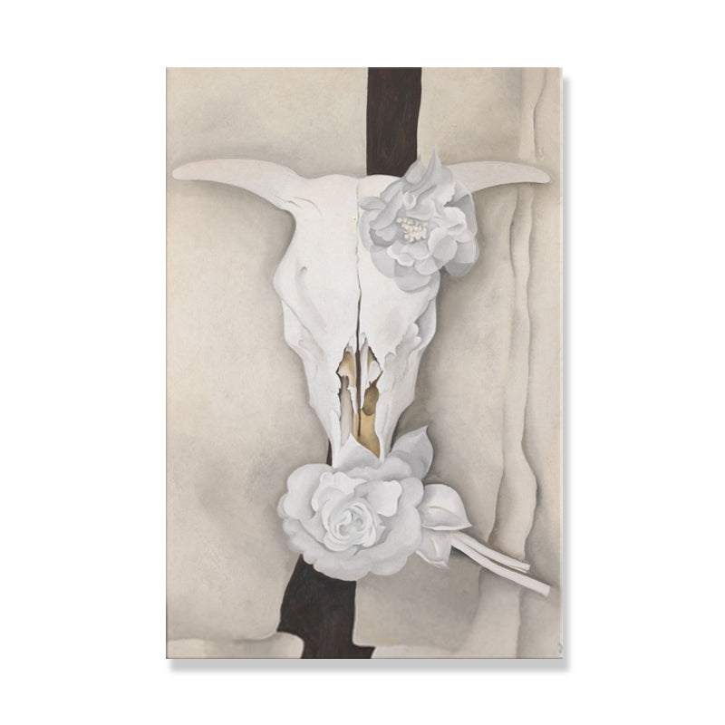 White Flower Art Print Textured Countryside Bedroom Wrapped Canvas (Multiple Sizes Available) Clearhalo 'Art Gallery' 'Canvas Art' 'Traditional' Arts' 1709322