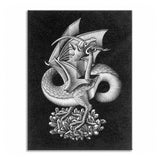 Illusion Pencil Dragon Canvas Art Modern Textured Boys Room Wall Decor in Grey on Black Clearhalo 'Art Gallery' 'Canvas Art' 'Contemporary Art Gallery' 'Modern' Arts' 1709339