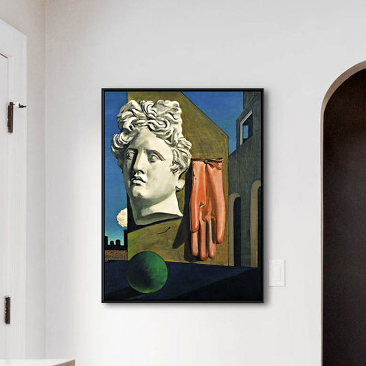 Countryside Still Life Painting Canvas Textured Wall Art in Dark Color for Living Room Blue