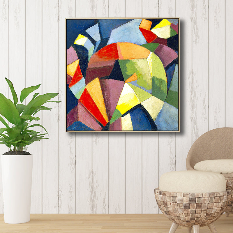 Textured Geometric Art Print Canvas Countryside Square Painting in Pastel Color for Living Room Blue Clearhalo 'Art Gallery' 'Canvas Art' 'Traditional' Arts' 1709405