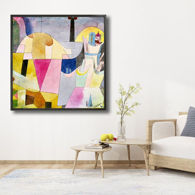 Textured Geometric Art Print Canvas Countryside Square Painting in Pastel Color for Living Room Yellow Clearhalo 'Art Gallery' 'Canvas Art' 'Traditional' Arts' 1709412