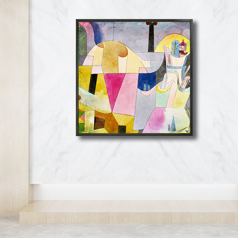 Textured Geometric Art Print Canvas Countryside Square Painting in Pastel Color for Living Room Clearhalo 'Art Gallery' 'Canvas Art' 'Traditional' Arts' 1709413