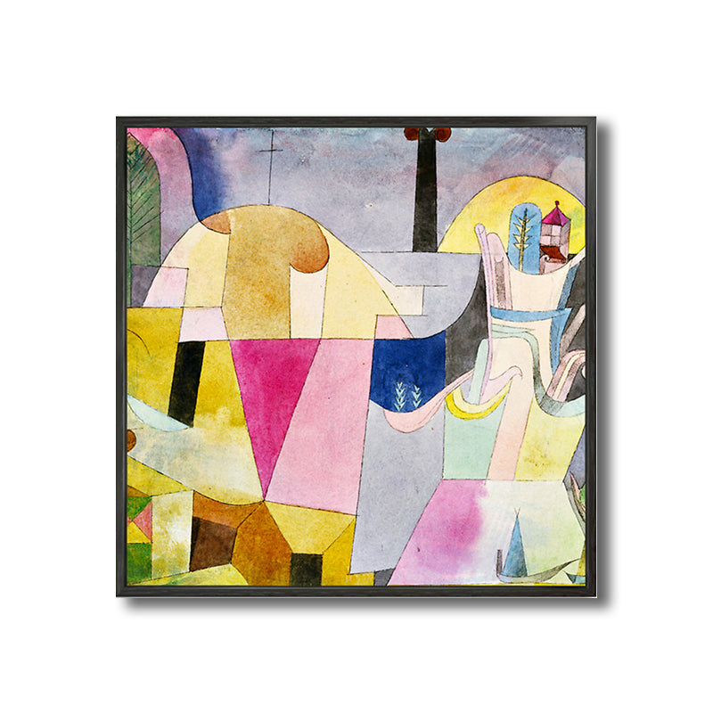 Textured Geometric Art Print Canvas Countryside Square Painting in Pastel Color for Living Room Clearhalo 'Art Gallery' 'Canvas Art' 'Traditional' Arts' 1709415
