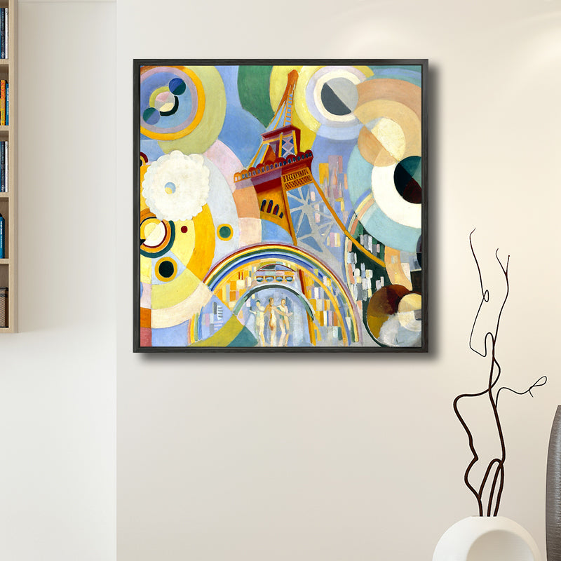 Textured Geometric Art Print Canvas Countryside Square Painting in Pastel Color for Living Room Light Blue Clearhalo 'Art Gallery' 'Canvas Art' 'Traditional' Arts' 1709420