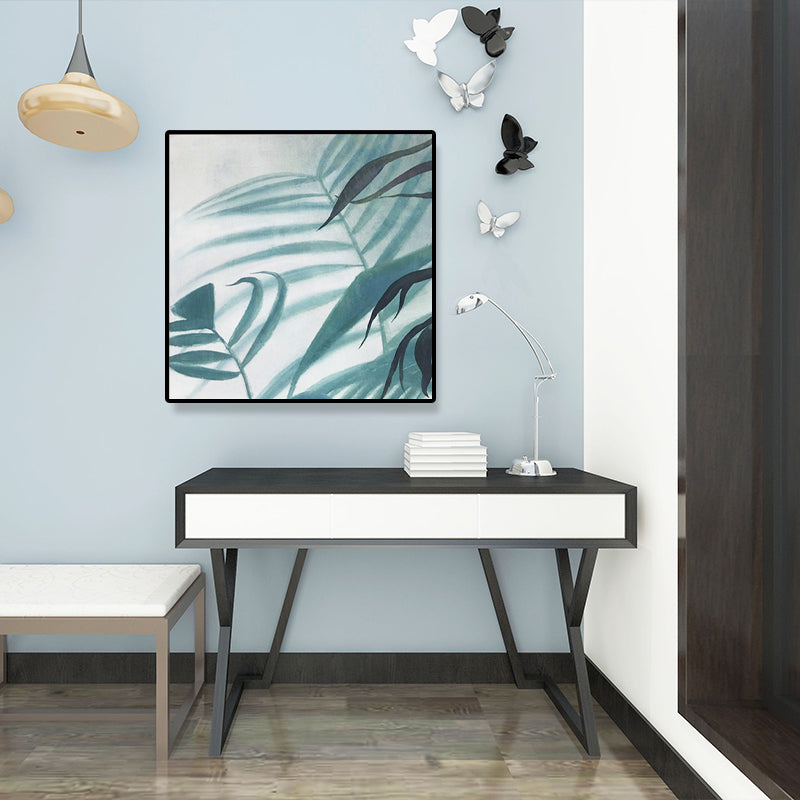 Country Foliage Painting Canvas Textured Green Squared Wall Art Decor for Dining Room Clearhalo 'Art Gallery' 'Canvas Art' 'Traditional' Arts' 1709426