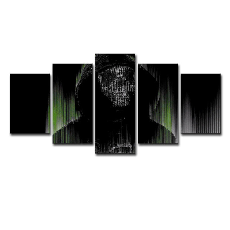 Digital Print Skull Wall Art Black and Green Canvas Wall Decor for Room, Multi-Piece Clearhalo 'Art Gallery' 'Canvas Art' 'Kids' Arts' 1709441