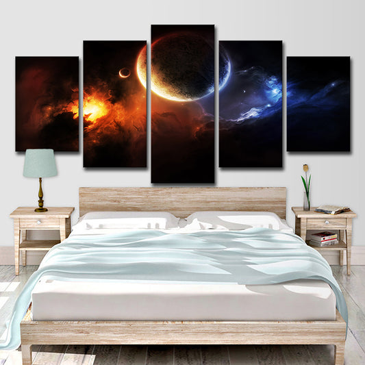 Black Space Planet Wall Art Astronomy Kids Style Multi-Piece Canvas Print for Bedroom Black Clearhalo 'Art Gallery' 'Canvas Art' 'Kids' Arts' 1709489