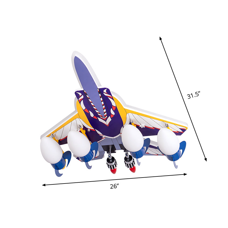 Rocket Children Room Semi Flush Lamp Metallic 4 Bulbs Cartoon Ceiling Mounted Light in Blue Clearhalo 'Ceiling Lights' 'Close To Ceiling Lights' 'Close to ceiling' 'Semi-flushmount' Lighting' 1709513