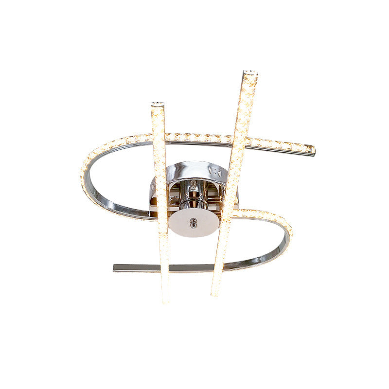 Dollar Sign Bedroom Ceiling Lighting Faceted Crystal LED Simplicity Semi Flush in Stainless-Steel, Warm/White Light Clearhalo 'Ceiling Lights' 'Close To Ceiling Lights' 'Close to ceiling' 'Semi-flushmount' Lighting' 1709540