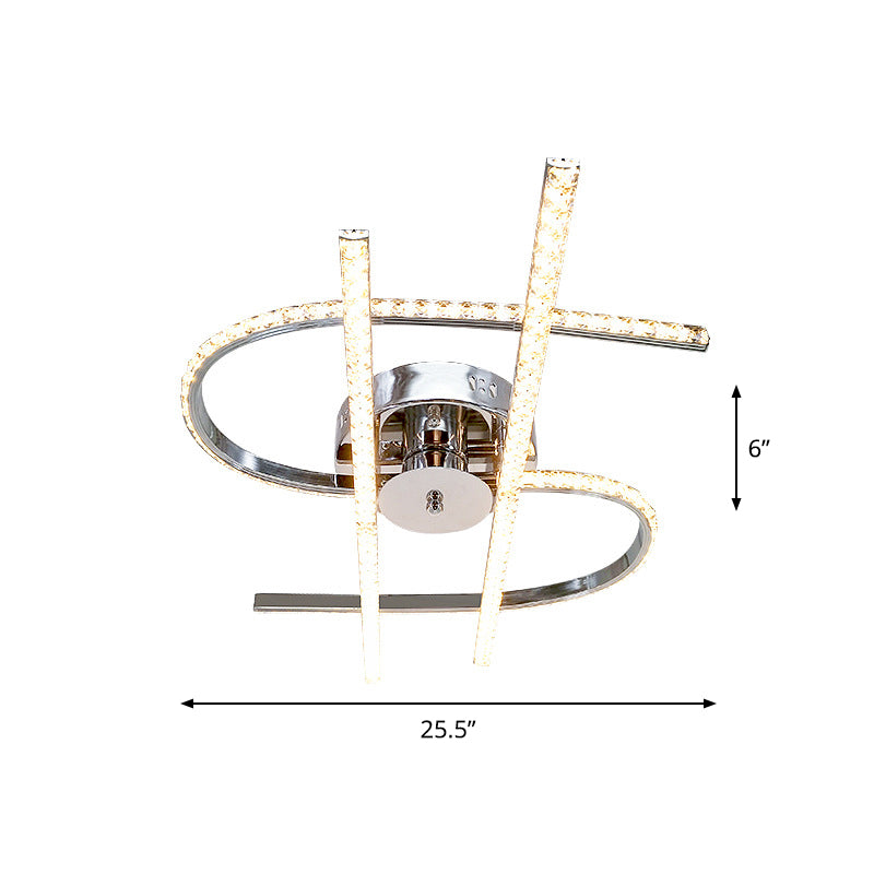Dollar Sign Bedroom Ceiling Lighting Faceted Crystal LED Simplicity Semi Flush in Stainless-Steel, Warm/White Light Clearhalo 'Ceiling Lights' 'Close To Ceiling Lights' 'Close to ceiling' 'Semi-flushmount' Lighting' 1709541