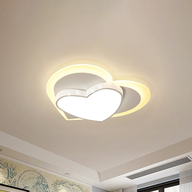 Macaron Loving Heart Flush Light Acrylic LED Bedroom Ceiling Flush Mount in White/Pink/Yellow White Clearhalo 'Ceiling Lights' 'Close To Ceiling Lights' 'Close to ceiling' 'Flush mount' Lighting' 1709542