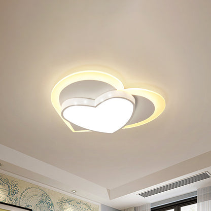 Macaron Loving Heart Flush Light Acrylic LED Bedroom Ceiling Flush Mount in White/Pink/Yellow White Clearhalo 'Ceiling Lights' 'Close To Ceiling Lights' 'Close to ceiling' 'Flush mount' Lighting' 1709542