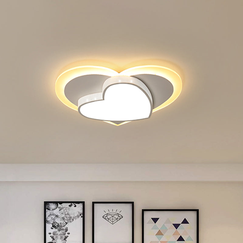 Macaron Loving Heart Flush Light Acrylic LED Bedroom Ceiling Flush Mount in White/Pink/Yellow Clearhalo 'Ceiling Lights' 'Close To Ceiling Lights' 'Close to ceiling' 'Flush mount' Lighting' 1709543