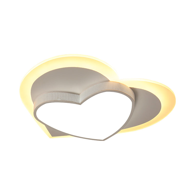 Macaron Loving Heart Flush Light Acrylic LED Bedroom Ceiling Flush Mount in White/Pink/Yellow Clearhalo 'Ceiling Lights' 'Close To Ceiling Lights' 'Close to ceiling' 'Flush mount' Lighting' 1709544