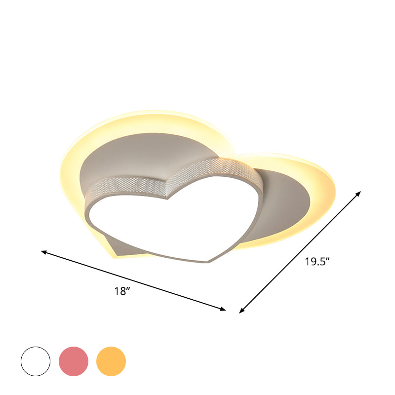 Macaron Loving Heart Flush Light Acrylic LED Bedroom Ceiling Flush Mount in White/Pink/Yellow Clearhalo 'Ceiling Lights' 'Close To Ceiling Lights' 'Close to ceiling' 'Flush mount' Lighting' 1709545