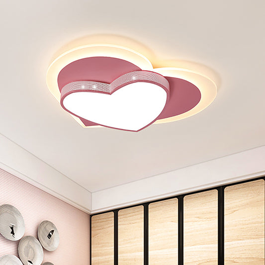 Macaron Loving Heart Flush Light Acrylic LED Bedroom Ceiling Flush Mount in White/Pink/Yellow Clearhalo 'Ceiling Lights' 'Close To Ceiling Lights' 'Close to ceiling' 'Flush mount' Lighting' 1709547