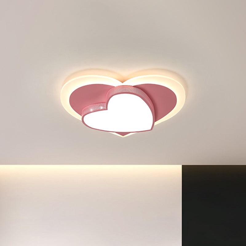 Macaron Loving Heart Flush Light Acrylic LED Bedroom Ceiling Flush Mount in White/Pink/Yellow Clearhalo 'Ceiling Lights' 'Close To Ceiling Lights' 'Close to ceiling' 'Flush mount' Lighting' 1709548