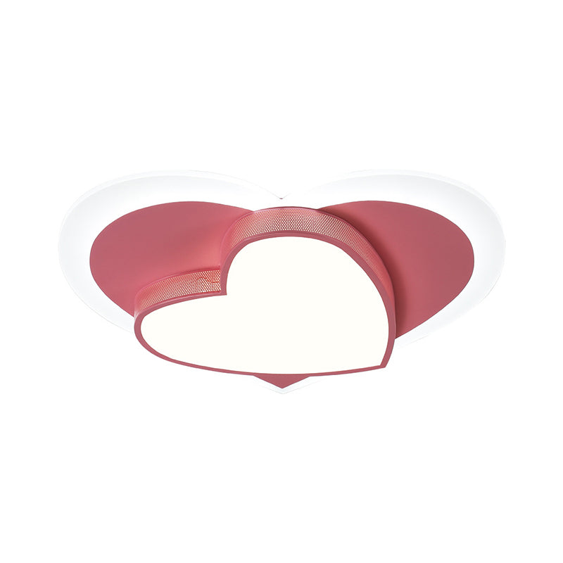 Macaron Loving Heart Flush Light Acrylic LED Bedroom Ceiling Flush Mount in White/Pink/Yellow Clearhalo 'Ceiling Lights' 'Close To Ceiling Lights' 'Close to ceiling' 'Flush mount' Lighting' 1709549