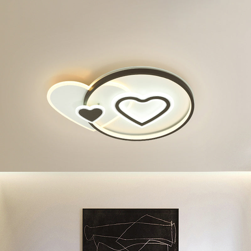 Loving Heart/Star Flushmount Lighting Contemporary Acrylic LED Black Ceiling Light Fixture for Sleeping Room Black Loving Heart Clearhalo 'Ceiling Lights' 'Close To Ceiling Lights' 'Close to ceiling' 'Flush mount' Lighting' 1709571