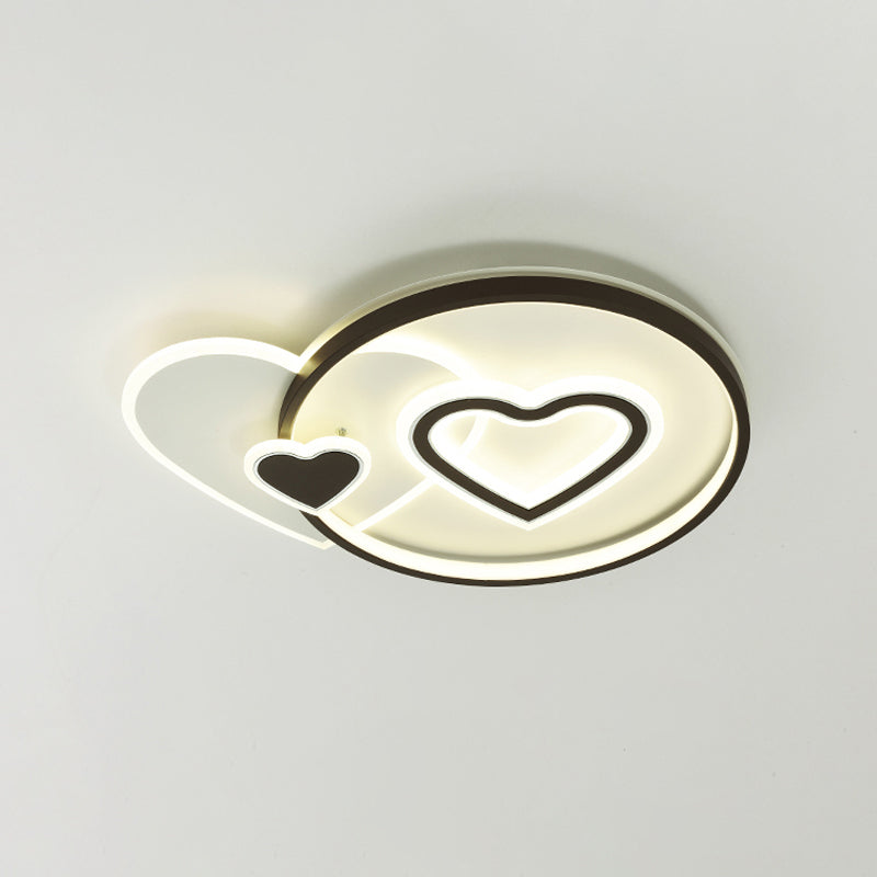 Loving Heart/Star Flushmount Lighting Contemporary Acrylic LED Black Ceiling Light Fixture for Sleeping Room Clearhalo 'Ceiling Lights' 'Close To Ceiling Lights' 'Close to ceiling' 'Flush mount' Lighting' 1709572