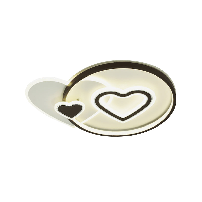 Loving Heart/Star Flushmount Lighting Contemporary Acrylic LED Black Ceiling Light Fixture for Sleeping Room Clearhalo 'Ceiling Lights' 'Close To Ceiling Lights' 'Close to ceiling' 'Flush mount' Lighting' 1709573