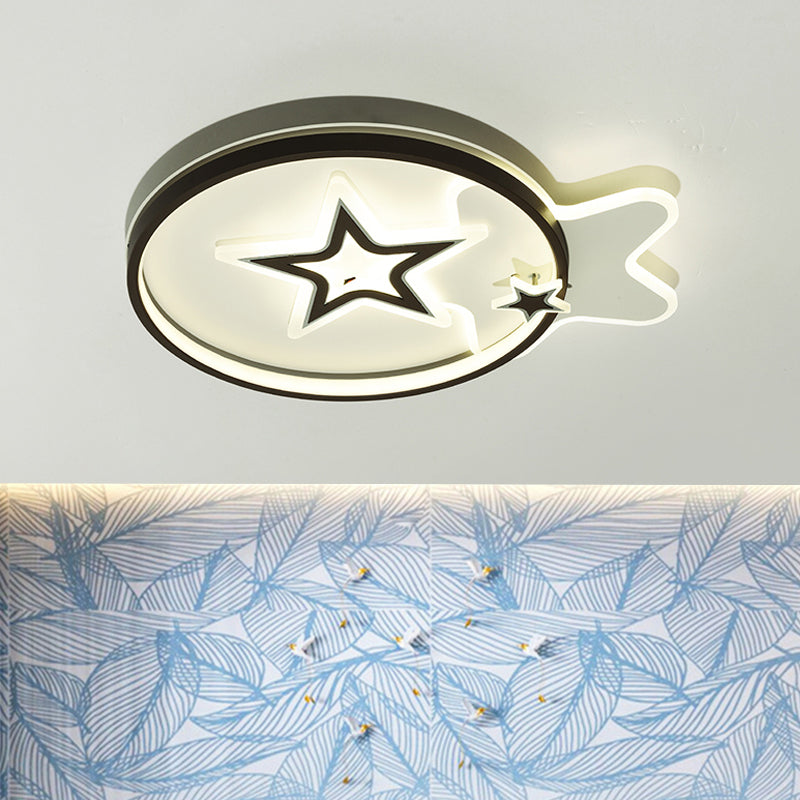 Loving Heart/Star Flushmount Lighting Contemporary Acrylic LED Black Ceiling Light Fixture for Sleeping Room Black Star Clearhalo 'Ceiling Lights' 'Close To Ceiling Lights' 'Close to ceiling' 'Flush mount' Lighting' 1709575