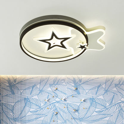 Loving Heart/Star Flushmount Lighting Contemporary Acrylic LED Black Ceiling Light Fixture for Sleeping Room Black Star Clearhalo 'Ceiling Lights' 'Close To Ceiling Lights' 'Close to ceiling' 'Flush mount' Lighting' 1709575