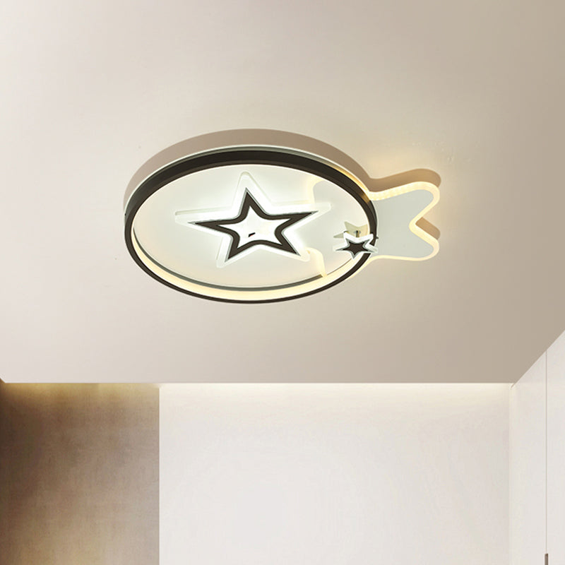 Loving Heart/Star Flushmount Lighting Contemporary Acrylic LED Black Ceiling Light Fixture for Sleeping Room Clearhalo 'Ceiling Lights' 'Close To Ceiling Lights' 'Close to ceiling' 'Flush mount' Lighting' 1709576