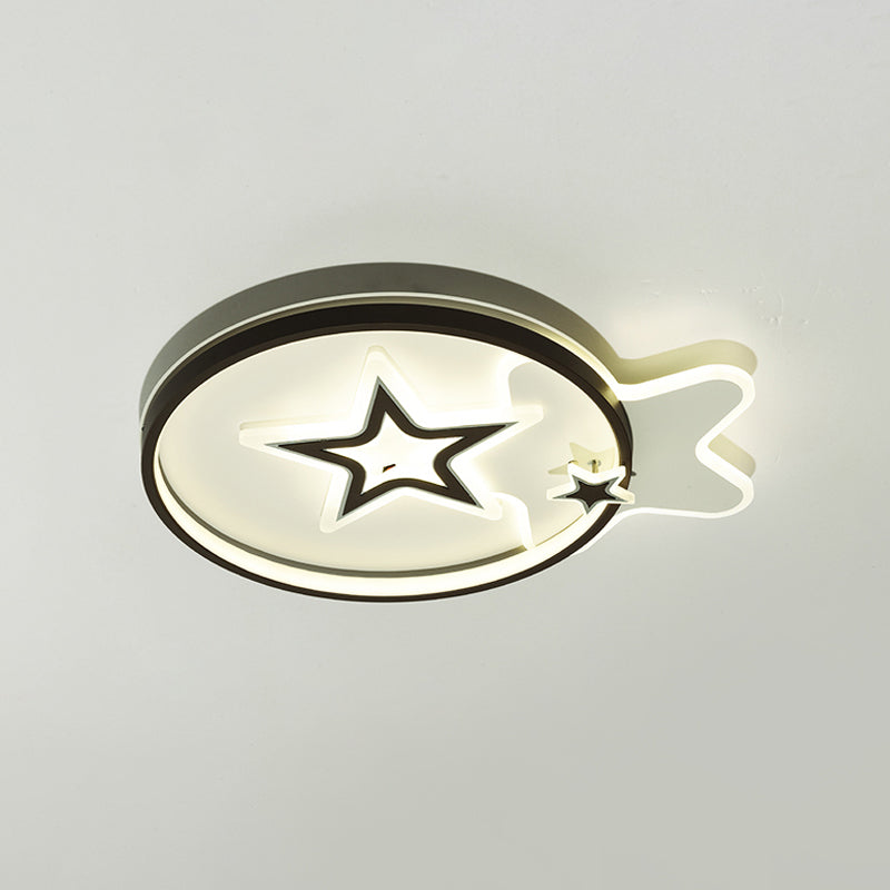 Loving Heart/Star Flushmount Lighting Contemporary Acrylic LED Black Ceiling Light Fixture for Sleeping Room Clearhalo 'Ceiling Lights' 'Close To Ceiling Lights' 'Close to ceiling' 'Flush mount' Lighting' 1709577